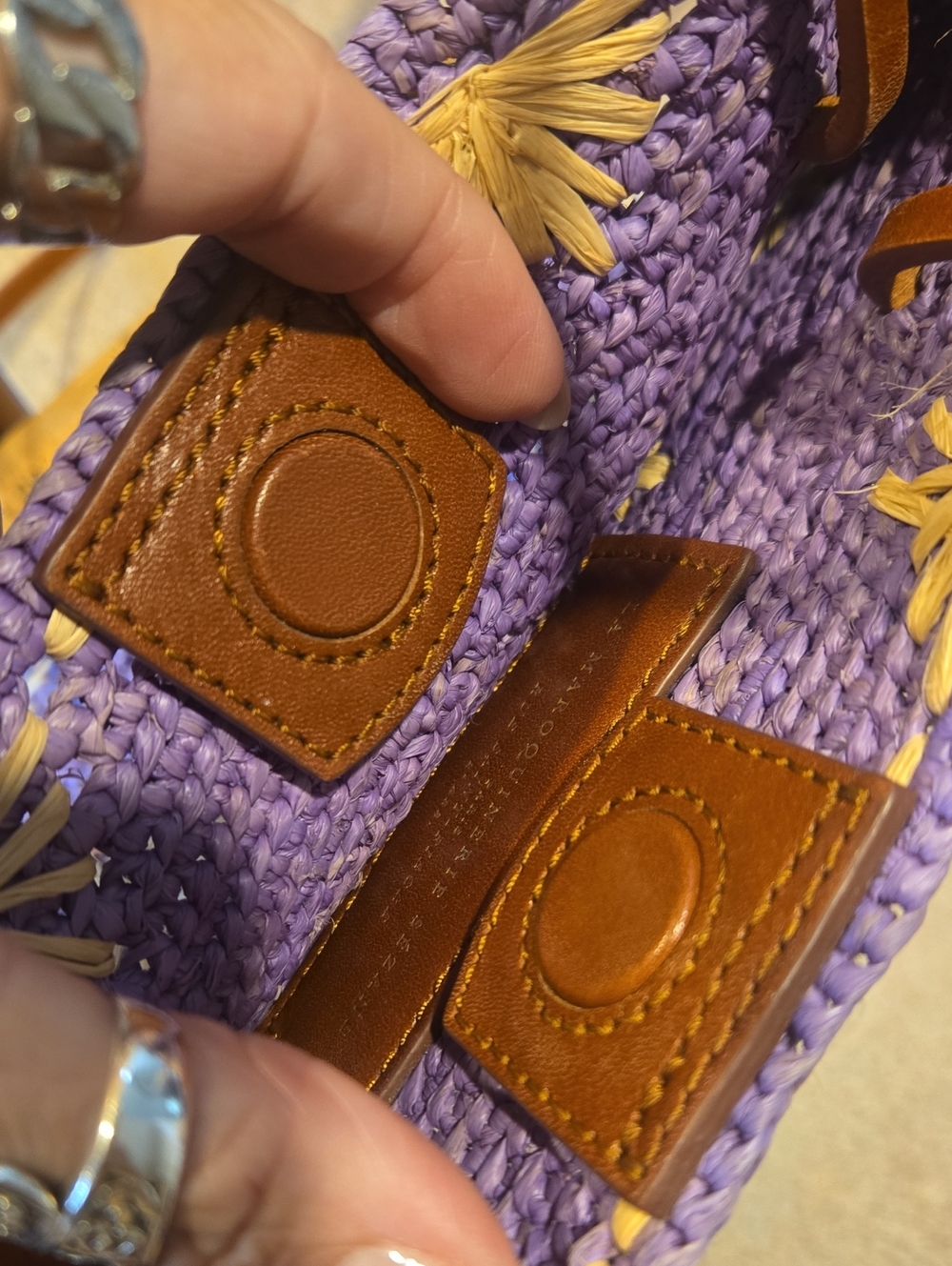 La Maroquinerie Sezane Paris Purple Raffia Bucket Shoulder/Crossbody Bag - Picture 8 of 13